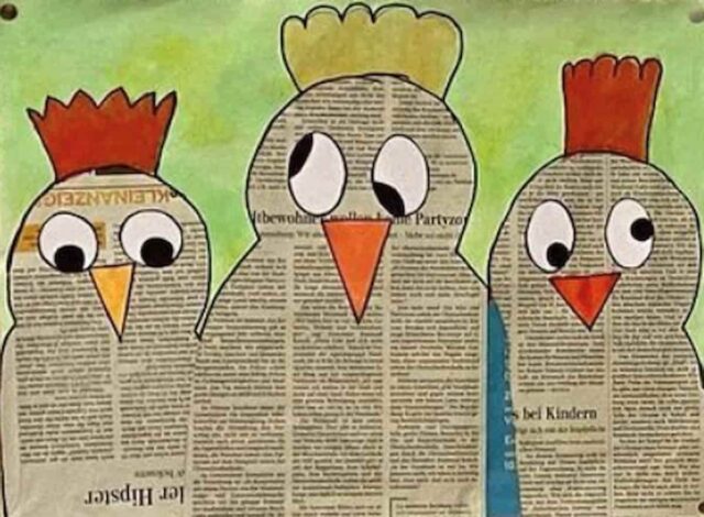 χειροποίητα-κοτόπουλα-από-εφημερίδα